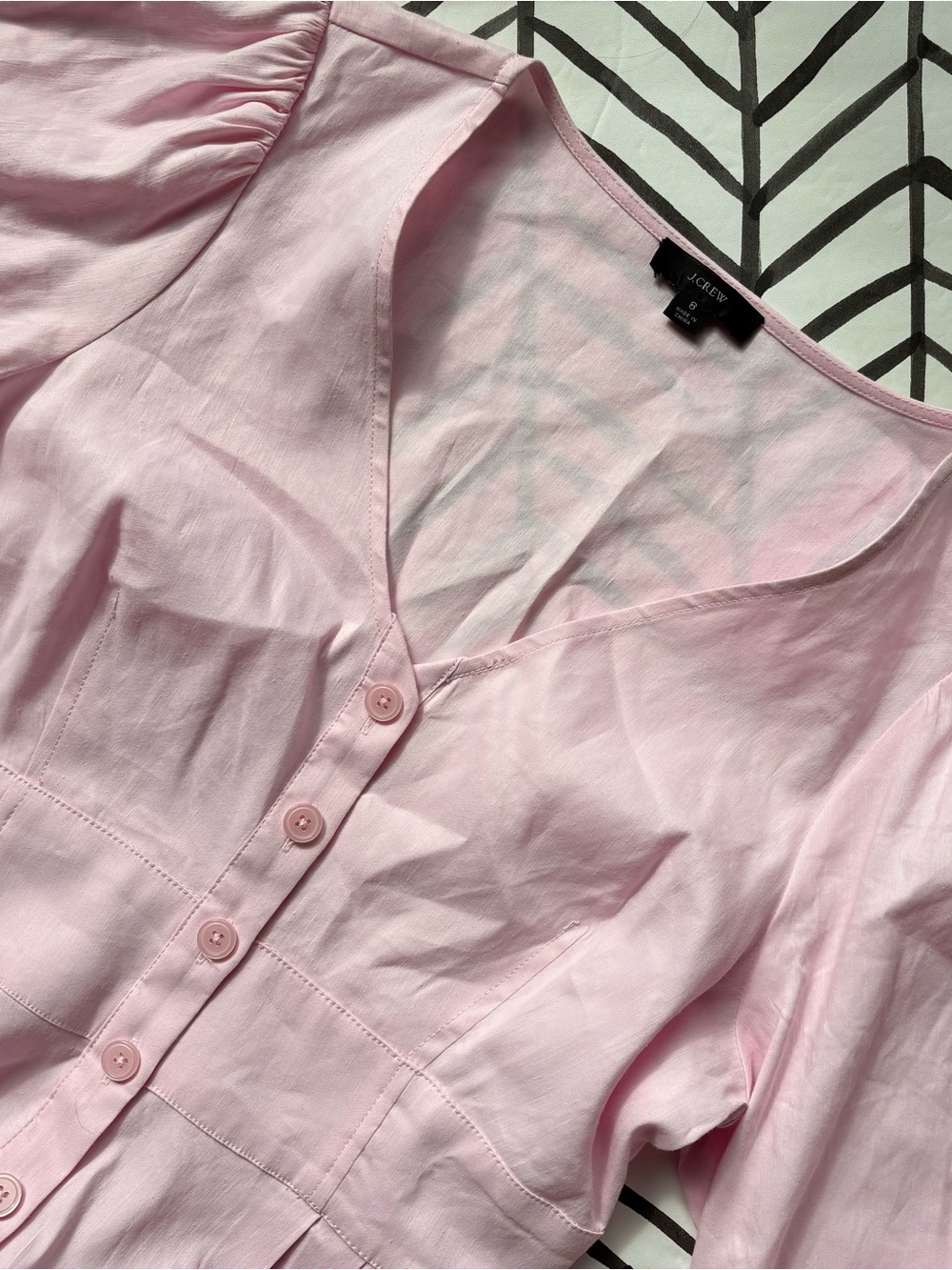J. Crew Light Pink Button-Front Midi Dress